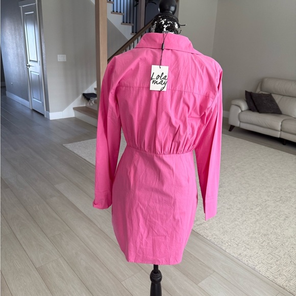 Pink Button-Up Shirt Dress - Picture 5 of 6